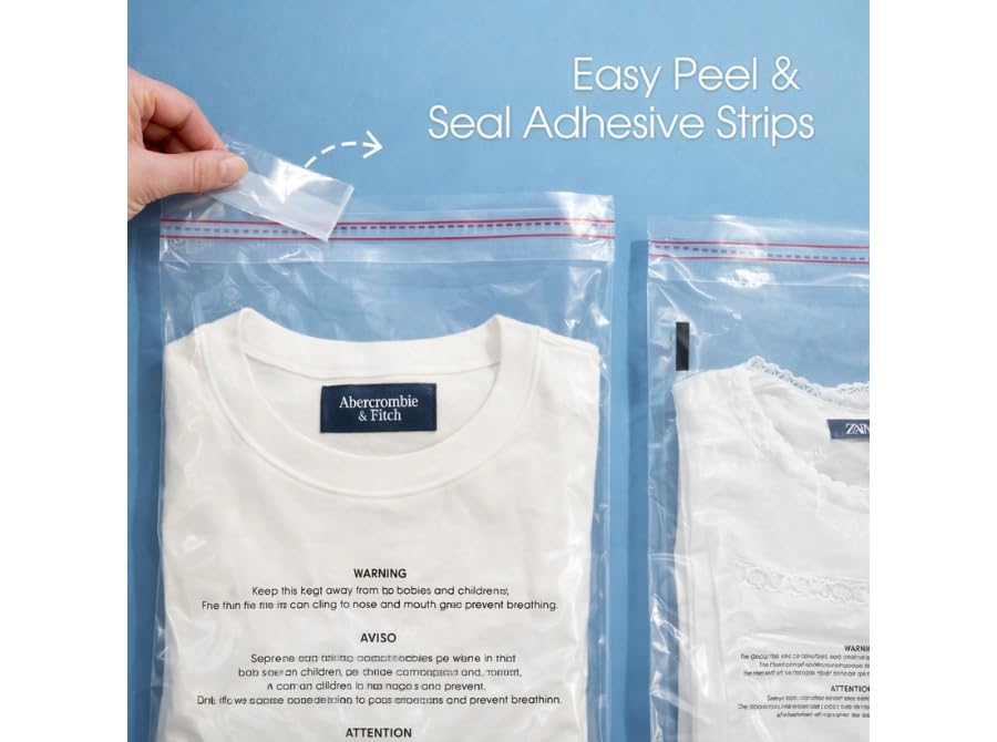 Infinite Pack 6" X 9" 1000 CT Self Seal Clear Poly Bags with Suffocation Warning for Packaging, Shipping Permanent Adhesive