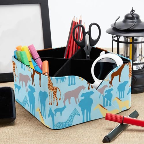 Porte-stylo rectangulaire bleu avec compartiments de rangement pour cosmétiques - 8