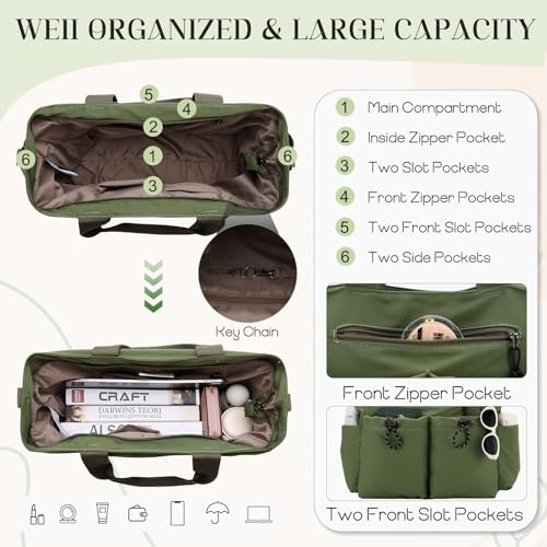 Image of VX VONXURY Tote Bag for Women - Multi Pocket Crossbody Work Handbag for Travel, Daily Use and Gym