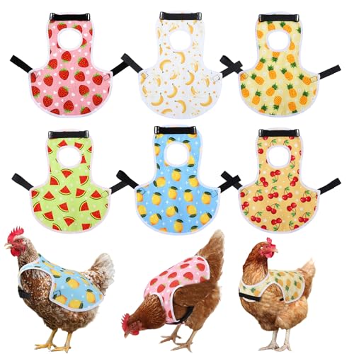 XLSXEXCL 6 Pack Chicken Saddles for Hens Chicken Aprons Back Protector for Hens Chicken Saddle Vest Jacket for Poultry Back Feather Protection Fixer Supplies