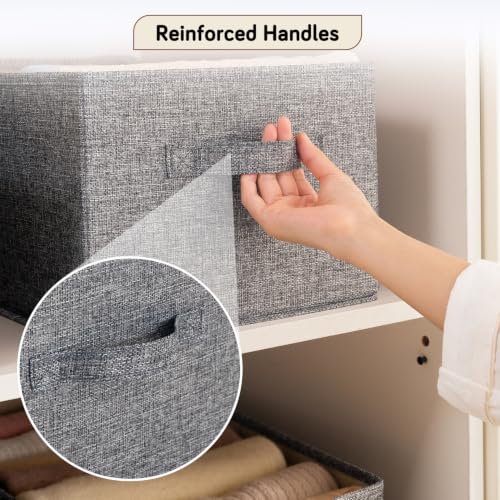 Image of HOKIPO Fabric Storage Boxes for Clothes Wardrobe Organizer | Storage Bins for Wardrobe Fabric Organizers with Handle, Small, Pack of 2 - Grey (AR-6683-GRY*2)