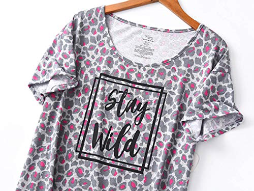 Asher Fashion Ladies Loose Fitting Sleepwear Oversized Nightgown Dress (Gray Colorful Dot 3Xl) #TOP3