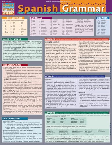 Quickstudy 9781423219637 Spanish Grammar: A Quickstudy Laminated Reference Guide thumb #1