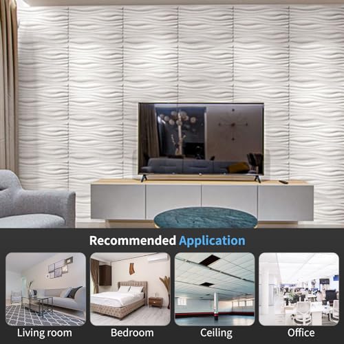 Image of Art3d Decorative 3D Wall Panel, 32 Sq.FT PVC Interior Wall Decor for Living Room, Bedroom, Lobby, Office, Shopping Mall, White