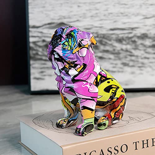 Oyoytlgx Graffiti French Bulldog Statue 2 Pack Colorful Sculpture Animal Sitting Dog Art Figurines Resin Shar Pei Figurine Home Decor Accents For Room Bookshelf Tv Cabinet Decor Animal Ornament #TOP4