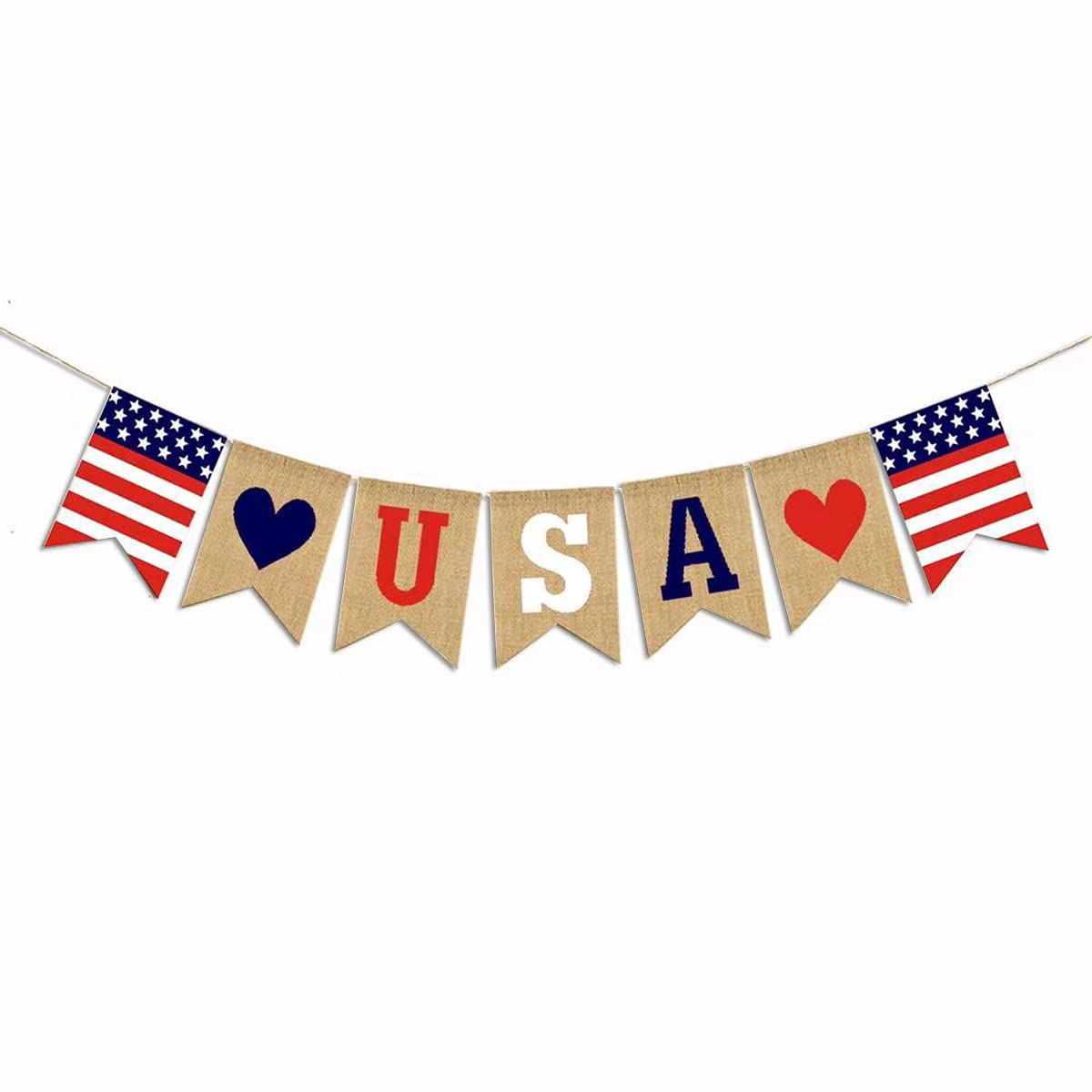 USA Banner 4th of July Banner Memorial Day Banner Patriotic Garland for USA Decorations Independence Day Decorations Patriotic Decorations Memorial Day Decorations 4th of July Decorations for Home
