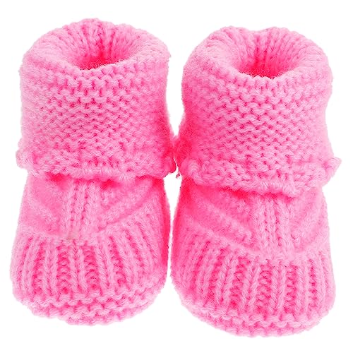 Baby Booties 1 Pair Baby Shoes Newborn Infant Booties Yarn Pink Newborn Shoes Hand Crochet Lovely Handmade Woolen Short Boots Manual Infant Products