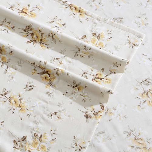 Image of Laura Ashley - King Sheet Set, Buttery-Soft Bed Sheets with a Naturally Silky Smooth Cotton Sateen Lightweight Feel - Matching Pillowcases & Fitted Sheet (Little Darlings Beige)