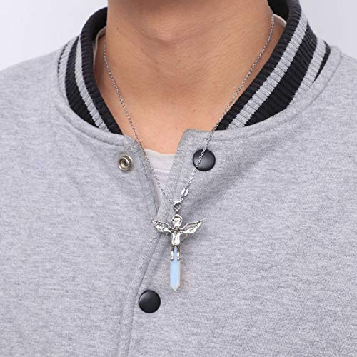Colar Healifty Girl Angel Hexagonal com pingente de cristal natural colar de cura imitação de pedra
