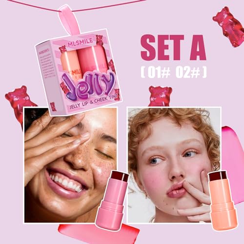 Milk Cooling Water Jelly Tint Multi-Use Jelly Tint blush Stick Milk Jelly Blush Long Lasting Jelly Texture Moisturising Sheer Lip & Cheek Stain Buildable Watercolor Finish (A, One Size) - Image 3