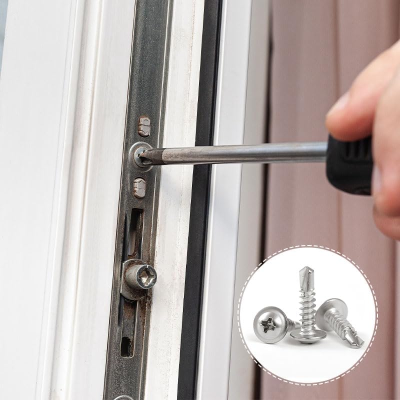 100 Pcs M4.2x13mm Self Tapping Stainless Steel Screws with Round Head Cross Grooves for Wood, Drywall, Furniture, Etc