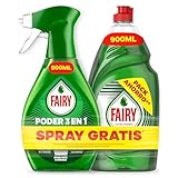 Fairy Ultra Poder Lavavajillas Líquido Original 900ml, fórmula efectiva para platos relucientes y antigrasa + Fairy Sin Remojo Limón Spray 500ml, antigrasa vajilla y cocina, limpieza rápida