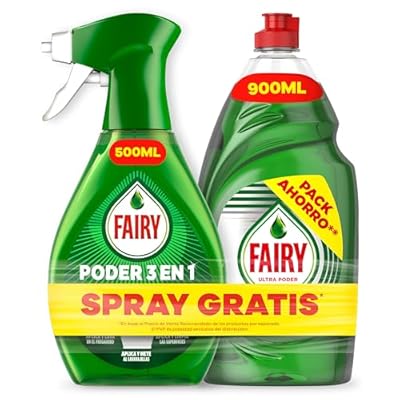 Fairy Ultra Poder Lavavajillas Líquido Original 900ml  fórmula efectiva para platos relucientes y antigrasa + Fairy Sin Remojo Limón Spray 500ml  antigrasa vajilla y cocina  limpieza rápida