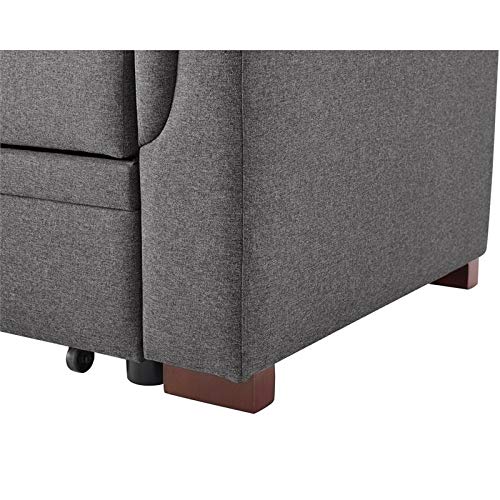 Bowery Hill Steel Gray Linen Reversible/Sectional Sleeper Sofa With Storage For Small Space #TOP4