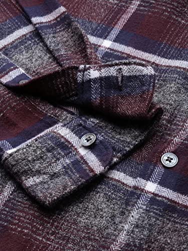 Image of THE BEAR HOUSE Men's Cotton Grey & Maroon Checks Slim Fit Shirt | L |TBH-Albion-GY-L |