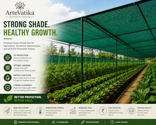 Image of Green Shade Ne.t 90% UV Block | Multipurpose Garden & Balcony Ne.t | Portable Greenhouse Protection Ne.t | Weather Resistant | Green (Pack of 1) (10x5 Feet)