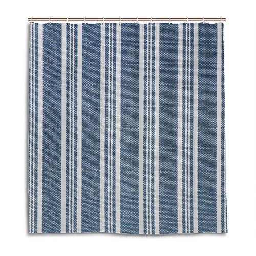 Rideau de douche imperméable rayé bleu et blanc 180x180cm en polyester - 2