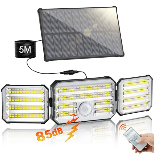 Giliwosy Solarlampen für Außen mit Bewegungsmelder, 160 LED Solarleuchten für Außen mit Fernbedienung 2000mAh 4 Modos IP67 Wasserdichte, LED Solar...