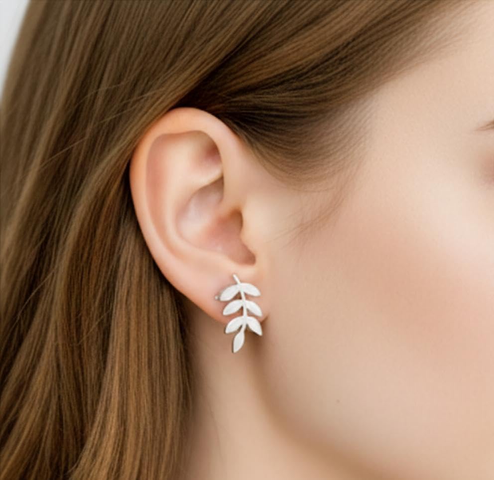 Artisan Handmade The Sardinia Olive Leaf Collection - Mediterranean Branch Earrings for Women - Handmade 925 Sterling Silver Nature Inspired - Minimalist Jewelry Gift - Image 2