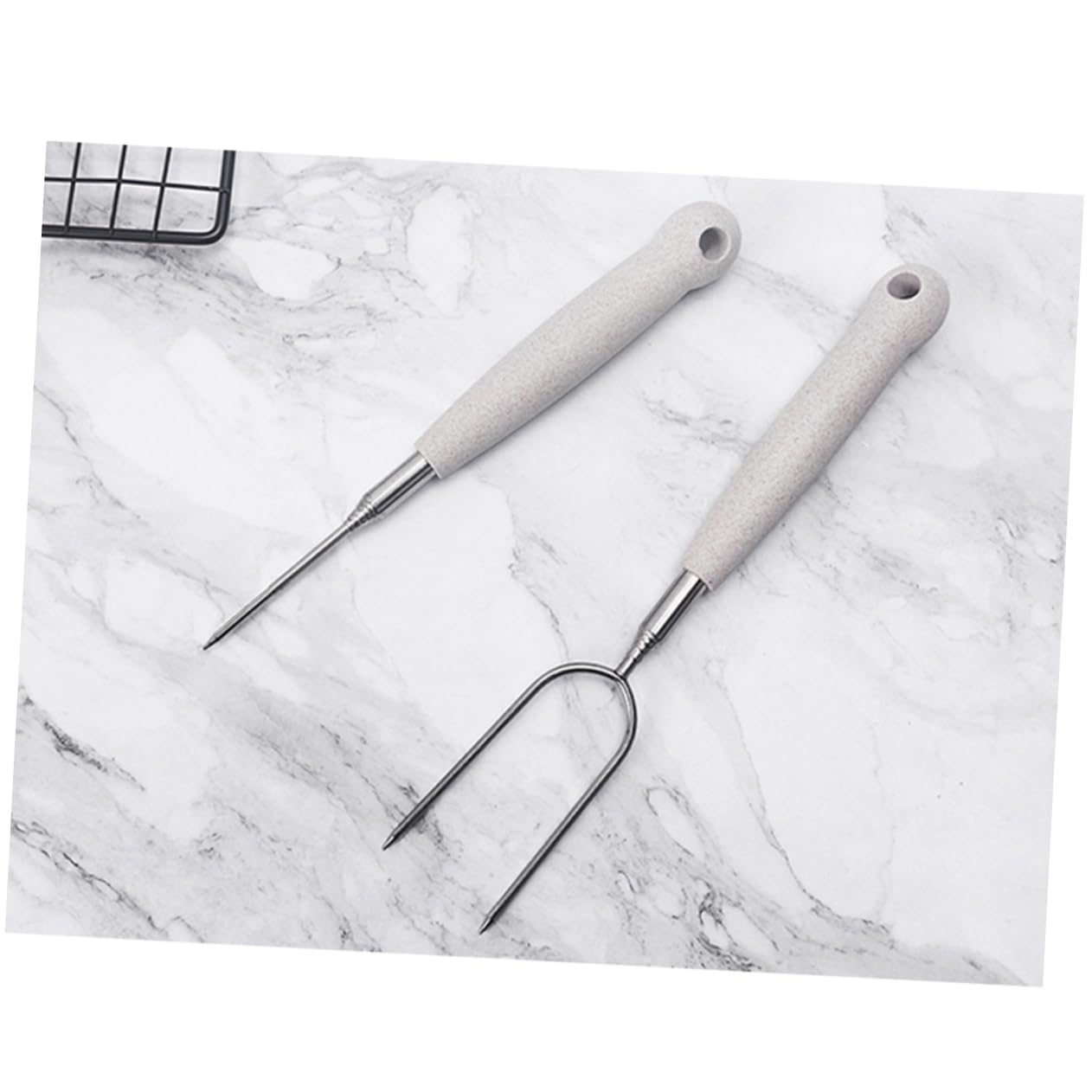 Yardwe 3 Set Forchette Da Barbecue Inossidabile Per Grigliatper Carne Verdure E Mores Accessori Portatili Per Bbq 2 Pezzi*3