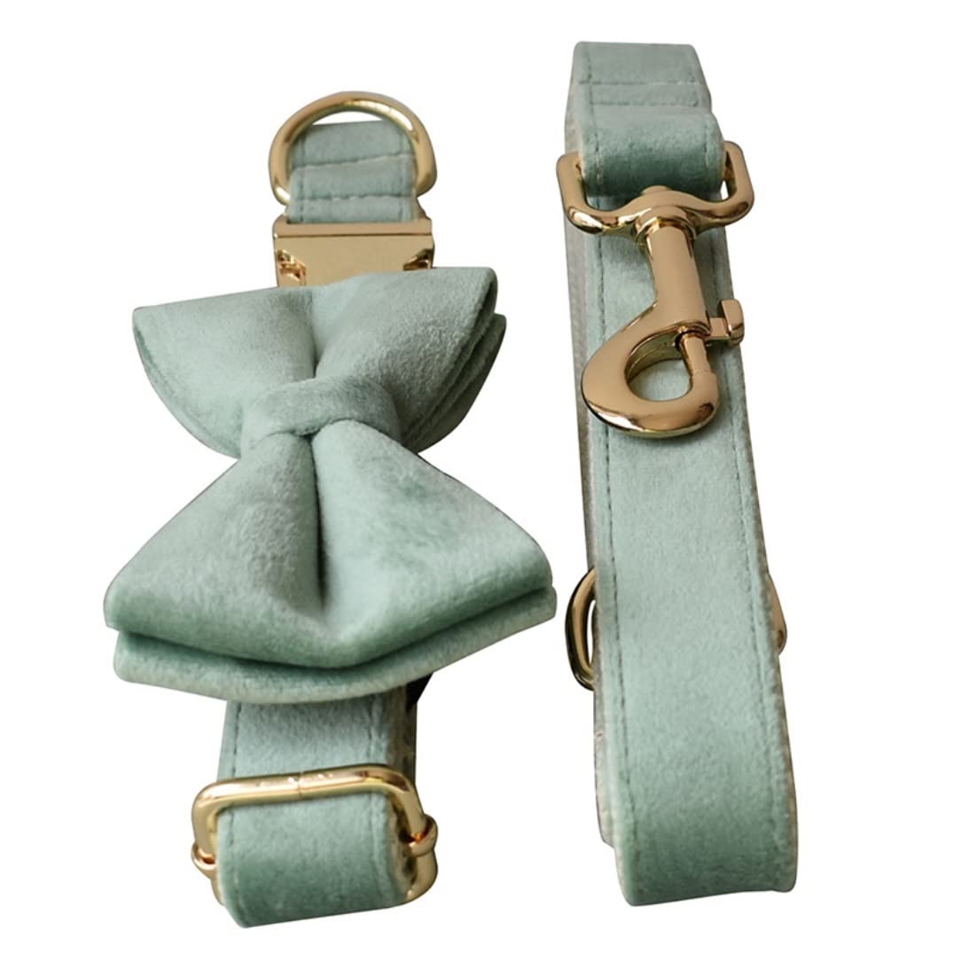 Smycz Treningowa Zestaw Obroży I Smyczy Spersonalizowana Obroża Dla Psa Z Metalową Klamrą W Kolorze Różowego Złota Bowtie Puppy Collar Akcesorium dla Psów (Material : Grün, Size : 27-41cm)
