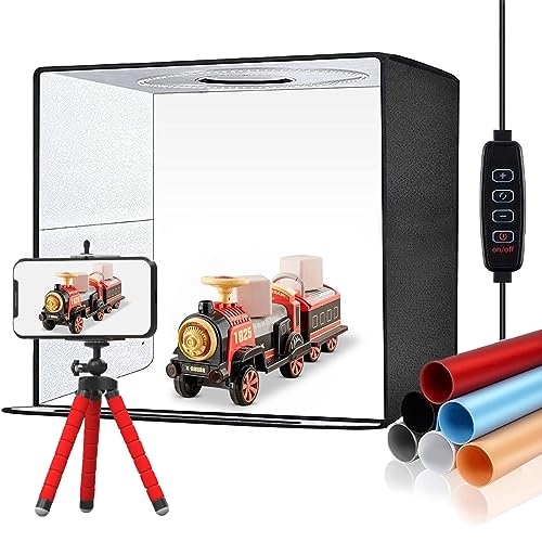 Light Box Photography, SEDGEWIN Photo Studio Professional Shooting Tent Kit 32CM/12.5X12.5 Folding Light Tent with 120 Dimmable LED Lights, 6 Color Backdrops and Phone Stand for Miniature Models