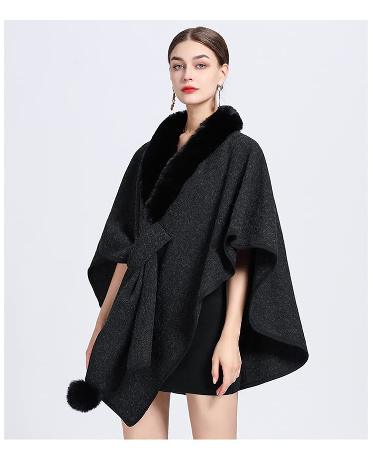 Coprispalle Donna Elegante,Donna Inverno Pelliccia Sintetica Scialle Stola Caldo Mantello Avvolgente Shrug Con Collo In Pelliccia Poncho Lavorato A Maglia Elegante Aperto Davanti Lavorato