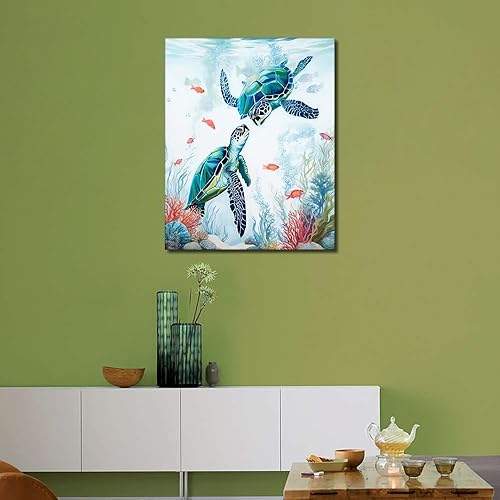 Miniatura 2 de Pintura por números para adultos, tortuga marina, pintura por números, tortuga náutica oceánica, para niños, kits de pintura por números para