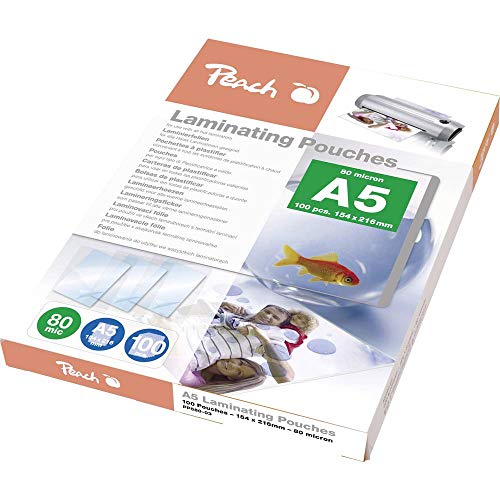Peach Laminating Pouches A5, 80 mic, Glossy, PP580-03, Set of 100