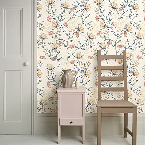 JiffDiff Papel de parede floral Boho Papel de parede removível para decoração de parede decoração de