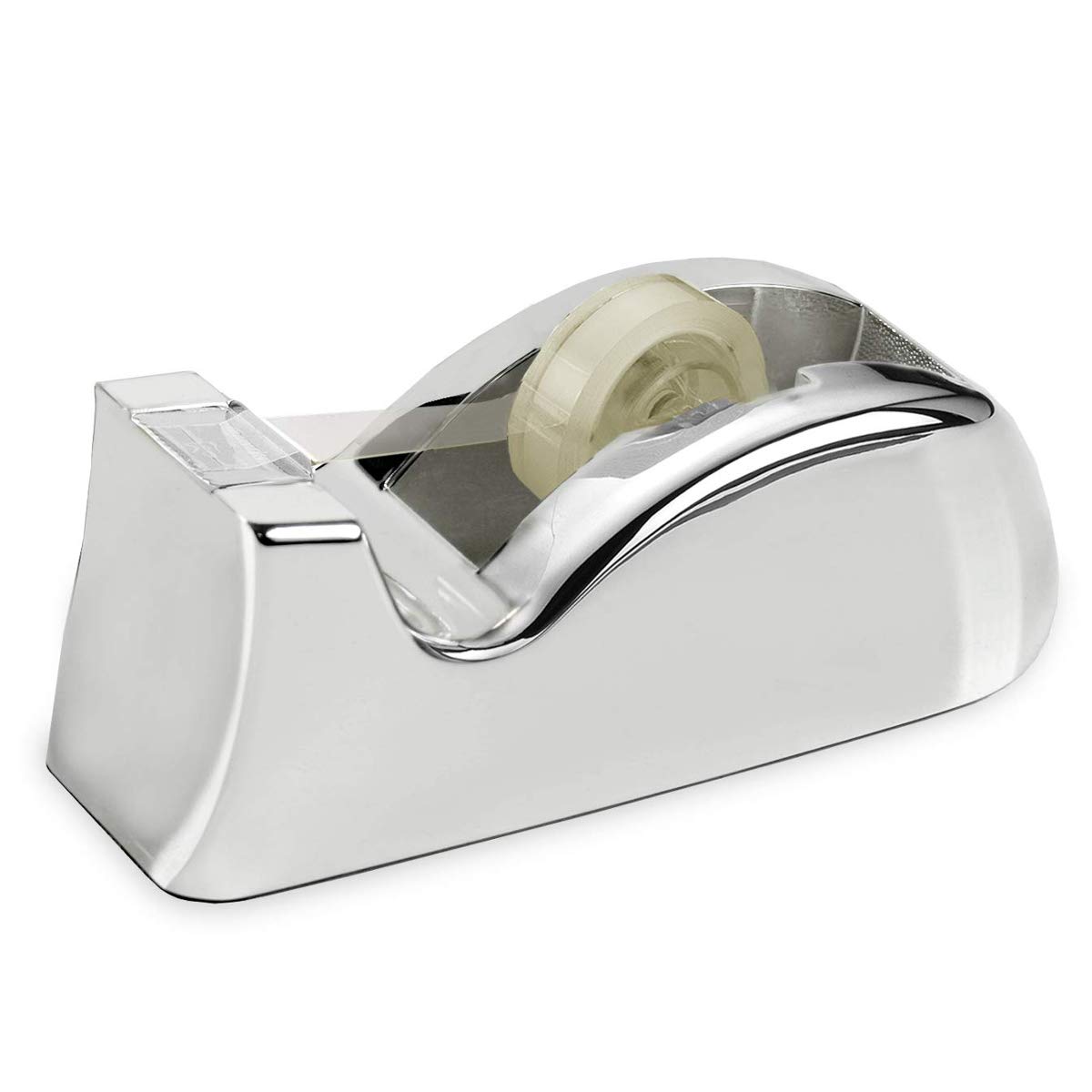 Dispenser di Nastro Adesivo, 13 x 5,5 x 5 cm, Argento Placcato in Argento. Accessori per scrivania in Argento