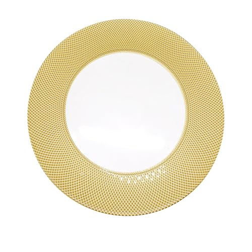 Stylish 33cm Gold Checkered Glass Charger Plate – Round Underplate Ideal for Weddings, Parties, Anniversaries, Birthday Party, Tableware and Catering Events - 1 Pc