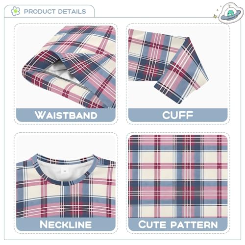 Little Boys Girls Classic Plaid Long Sleeve Crewneck Pullover Fleece Lined Kids Sweatshirt Lounge Outfits3