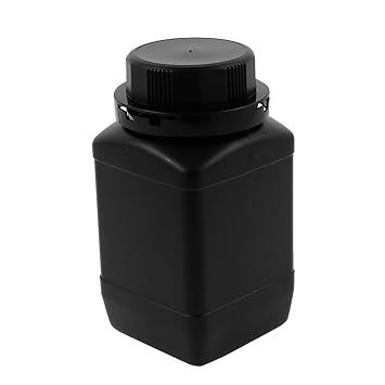 ELECTROPRIME 500ml Plastic Round Wide Mouth Chemical Sample Sealed Reagent Bottle Black