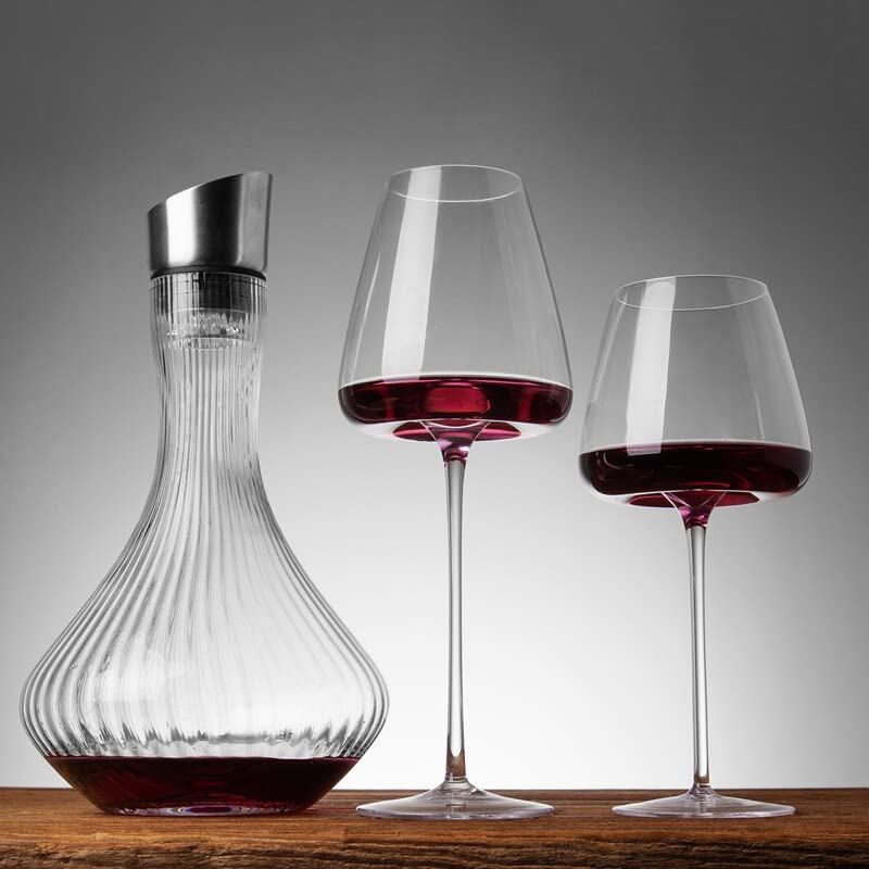 Copa de Vino de Cristal Disfrute degustando un Buen Vino con una Fina Copa de Reserva 250-600 ml Copa de Vino Tinto Ligera y Fina Copa de champán Juego de Vino clásico(550ml)