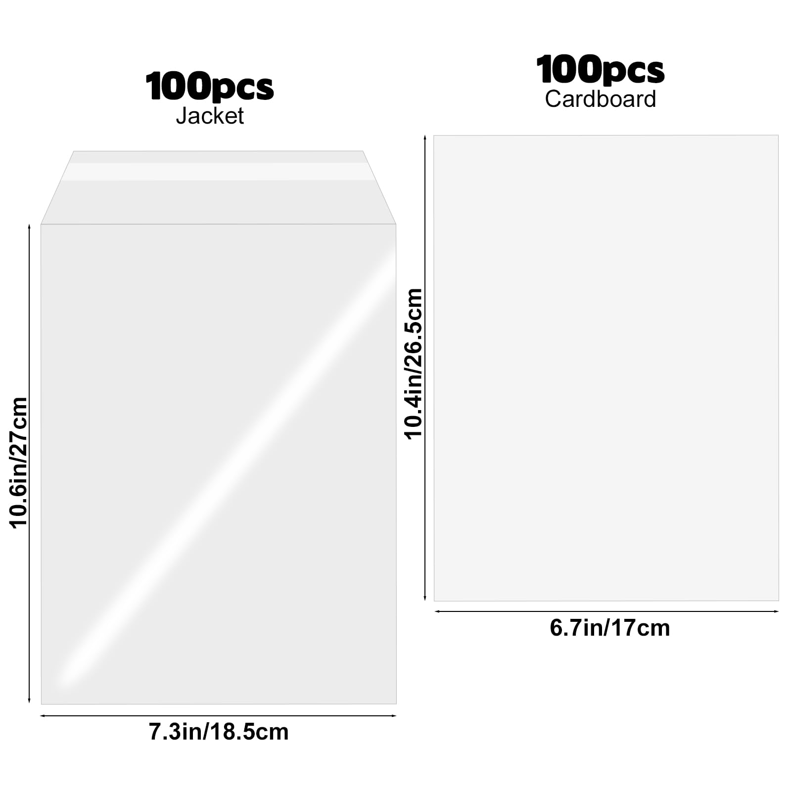 100 Sets Current Size Comic Book Bags and Boards, Reusable Clear Comic Book Sleeves with Double-Sided White Cardboard, Top-Loader Protective Covers for Collectors Comics Storage & Display