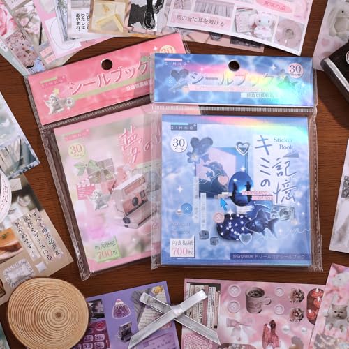 Image of Girl's Japanese Retro Sticker Book, Nostalgic Theme - 700+ Japanese dreamcore Style Glitter Stickers, for DIY Scrapbooking Journaling Handbook Decoration