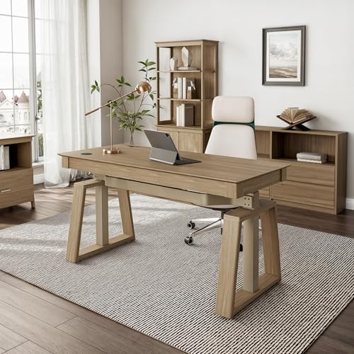 Image of EUREKA ERGONOMIC Standing Desk,60x26 Executive Desk with 3 Drawer Adjustable Height Electric Desk Home Office Computer Desk Modern Workstation with Memory Controller