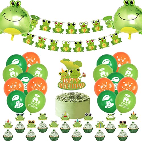 PRATYUS Frosch-Partyzubehör, niedliches Cartoon-Frosch-Thema, Geburtstags...