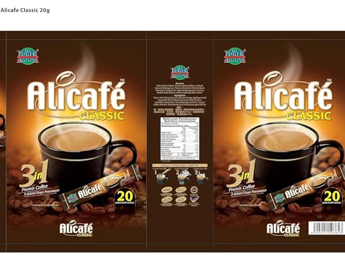 Image of Alicafe Classic Instant Coffee 3 in 1 Ground Coffee Creamy Premix 20 Sachets 400gm
