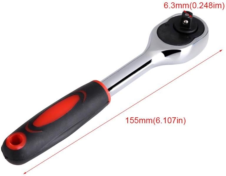Walfront Ratcheting Wrench 1/4" Drive Quick Release Universal Ratchet Socket Wrench Bike Car Repair Heavy Duty Hand Tool