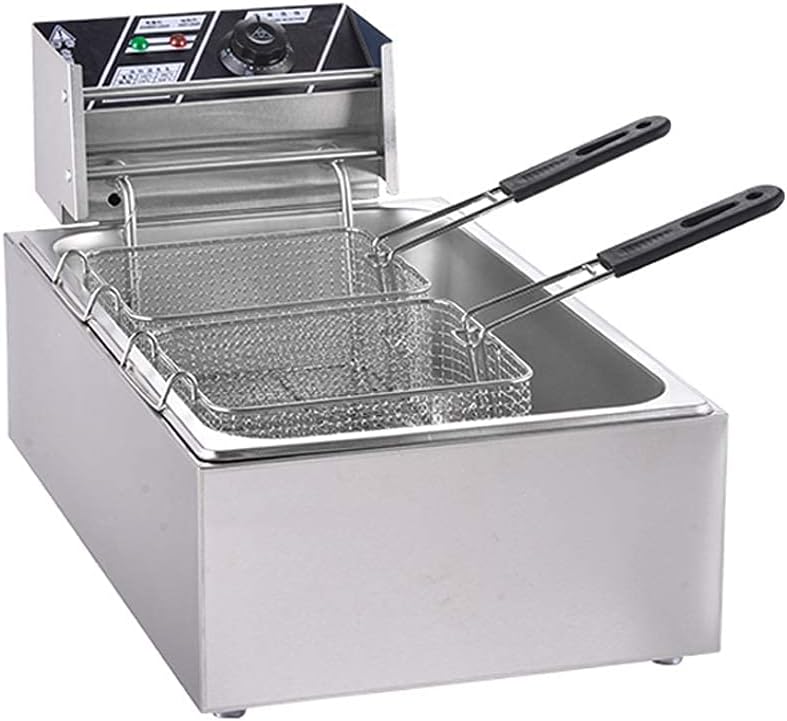 Fat Fryer Basket, Electric Fryer 10L/20L Single Cylinder Fryer 2500W Stainless Steel Commercial Fat Fryer with Fryer Basket for Home Kitchen Restaurant Breakfast Shop Supermarket(20l)