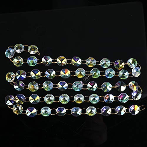 6FT AB-Color 14mm Octagon Beaded Chain Chandelier Prisms Hanging Wedding Garland Decoration Ornament - Image 4