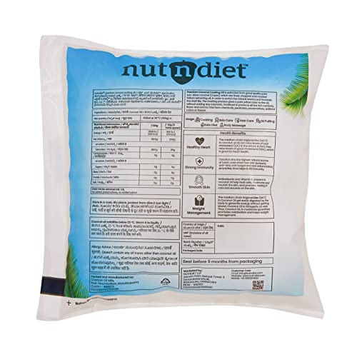 Image of nutndiet Premium Edible Coconut Oil For Cooking, Pouch 500ml