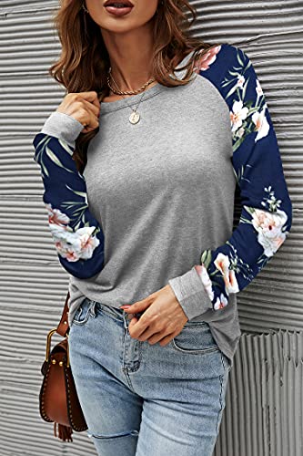 Image of Aifer Womens Long Sleeve Shirts Crew Neck Pullover Sweatshirt Pattern Raglan Casual Tunic Tops
