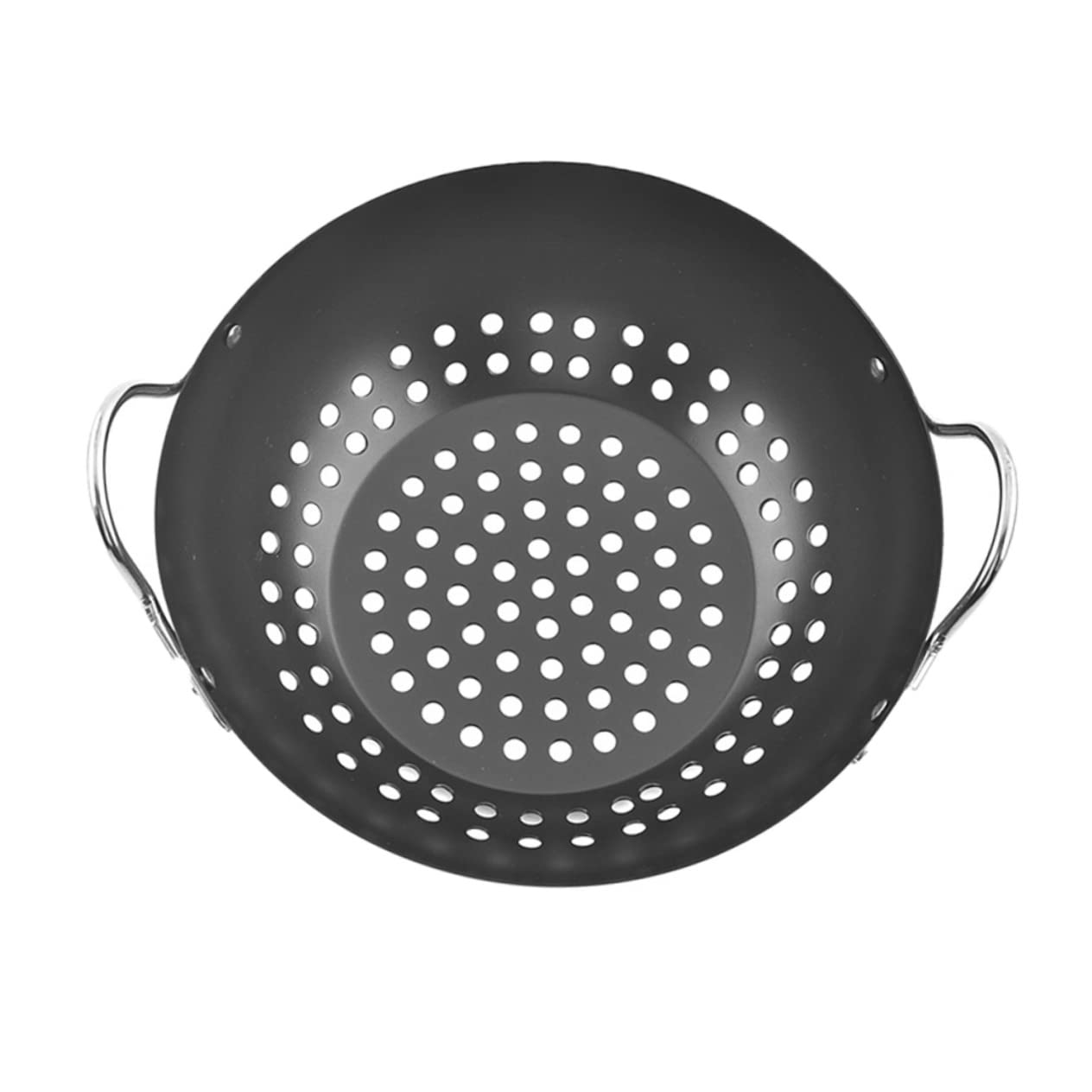 Sosoport Antihaft Gemüsegrillkorb aus Kohlenstoffstahl Rostbeständig mit Doppgriff und Großem Lochdesign für Grillen zu Hause und Profi Einsatz
