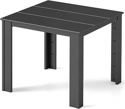 GREENVINES Outdoor-Dining-Table | 35 | HDPE | Patio Furniture | Square Tables for 4 | All-Weather | for Poolside Backyard Garden | Black