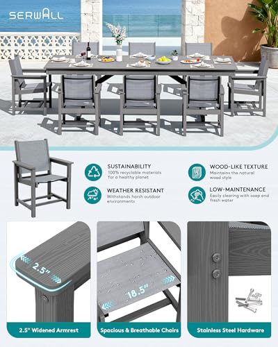 Image of SERWALL Outdoor Textilene Sling Dining Chairs Set of 2, Gray