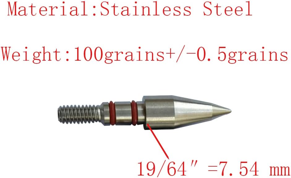 100/125/150/175/200 Grains Stainless Steel Archery Field Points, Arrow Target Field Points in Archery Field Tips and Broadheads 1 Dozen 12 PCS (T 5/16″-100grains) : Sports & Outdoors