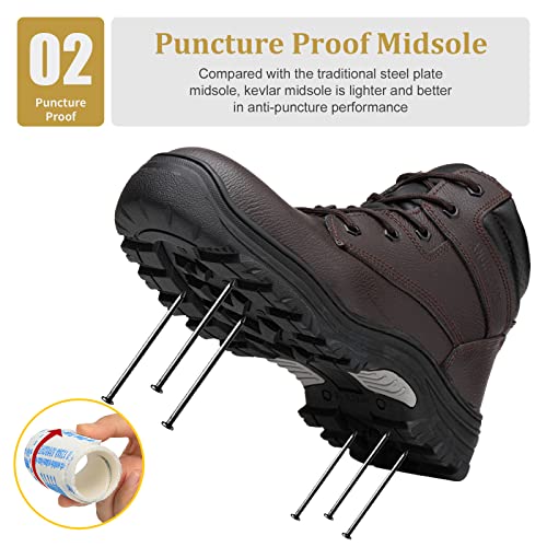 Image of ANGRYRAM Steel Toe Boots for Men Work Boots Slip Resistant Safety Shoes Indestructible Industrial Construction Working Boots Waterproof